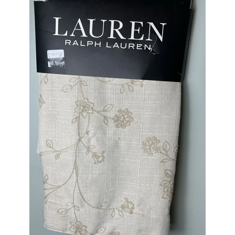 Lauren Ralph Lauren Beige Embroidered Floral Curtains‎ 2 Panels 50x84” New